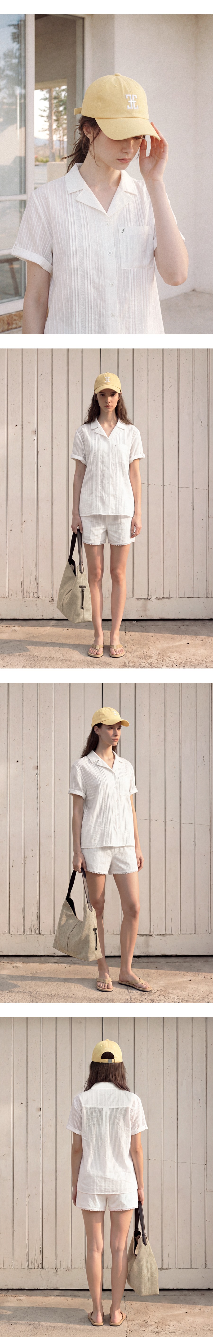 予約商品]MERLINE DOUBLE COLLAR SHORT SHIRT - LACE WHITE (6/10以降