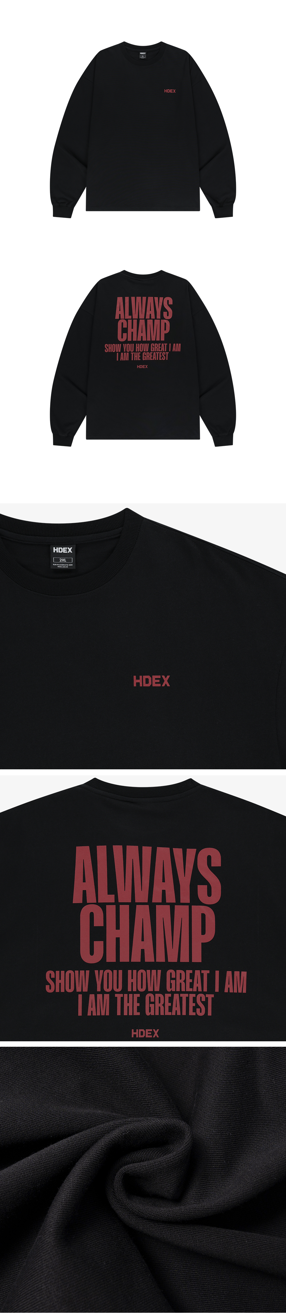 【HDEX】 CHAMP ALWAYS LONG SLEEVES MUSINSA | HDEX Faded Washed Champ Long Sleeve (Charcoal)