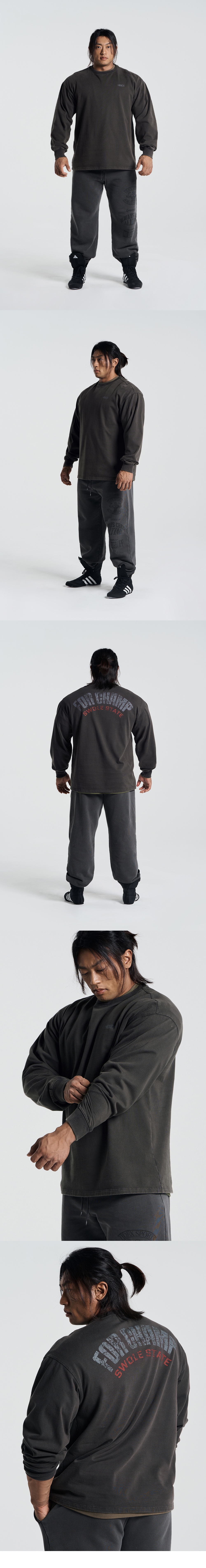 【HDEX】 CHAMP ALWAYS LONG SLEEVES MUSINSA | HDEX Faded Washed Champ Long Sleeve (Charcoal)
