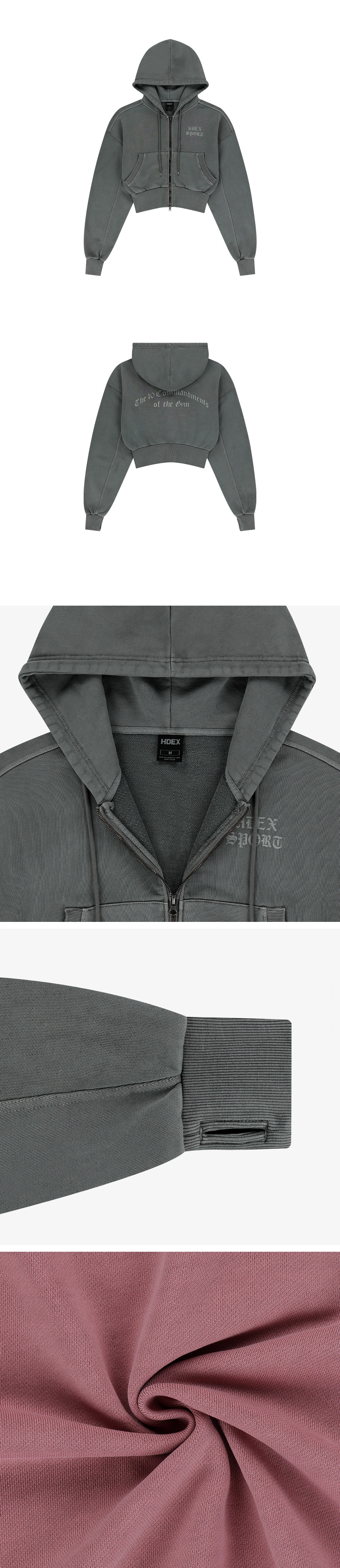 MUSINSA | HDEX Women's Lettering Pigment Crop Hoodie Zip-Up