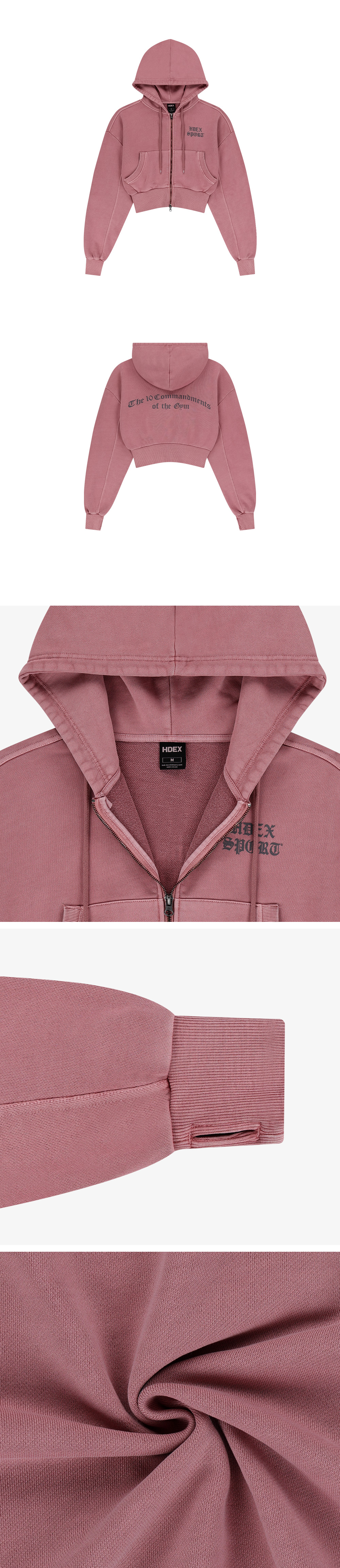 MUSINSA | HDEX Women's Lettering Pigment Crop Hoodie Zip-Up