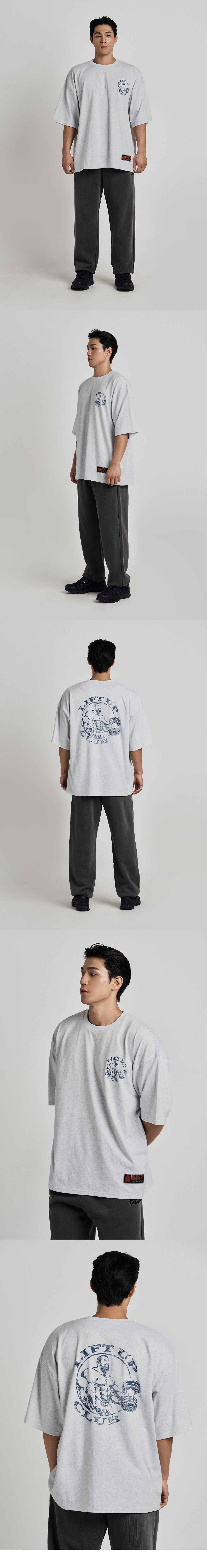 MUSINSA公式 | HDEX Giant Fit Lift Up Short Sleeve (Melange