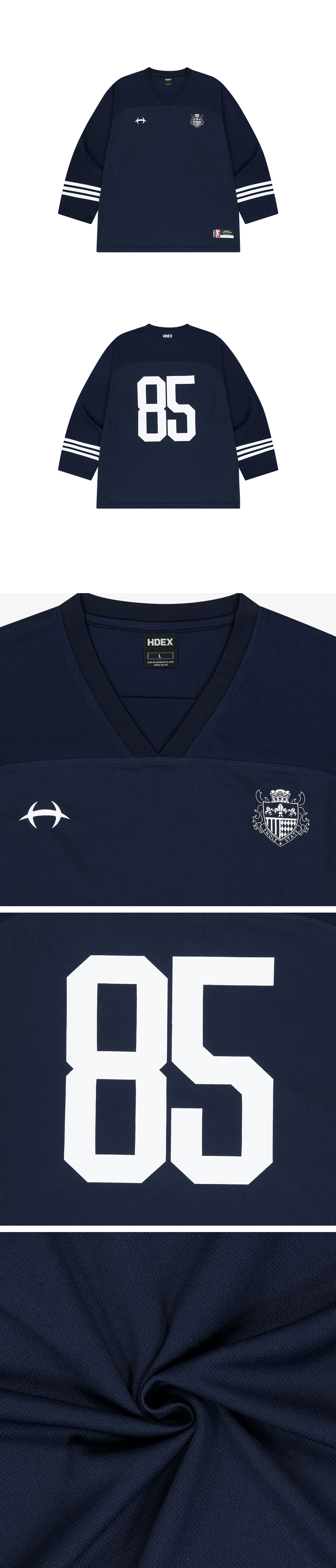 Mixed Mesh Rugby Long Sleeve (Navy) - HDEX