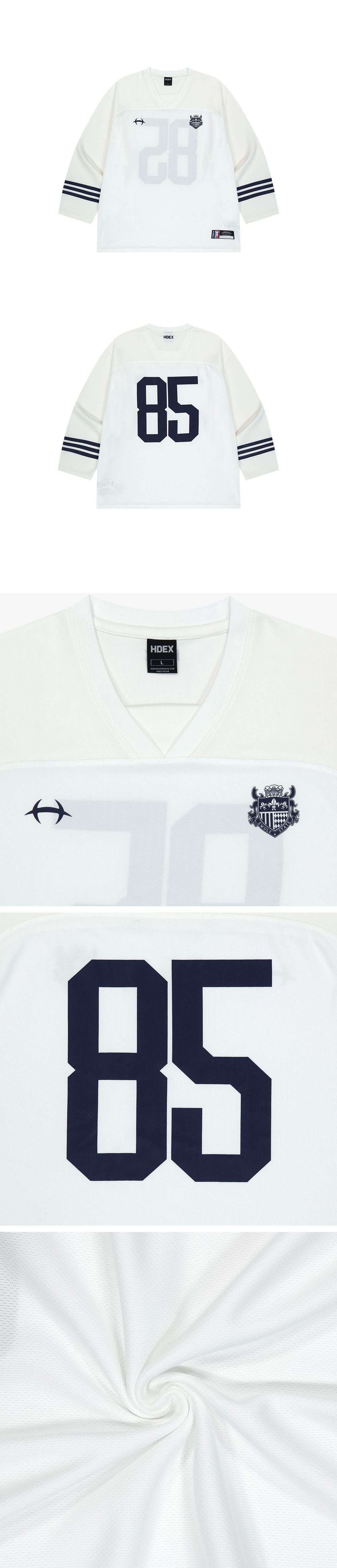 Mixed Mesh Rugby Long Sleeve (White) - HDEX
