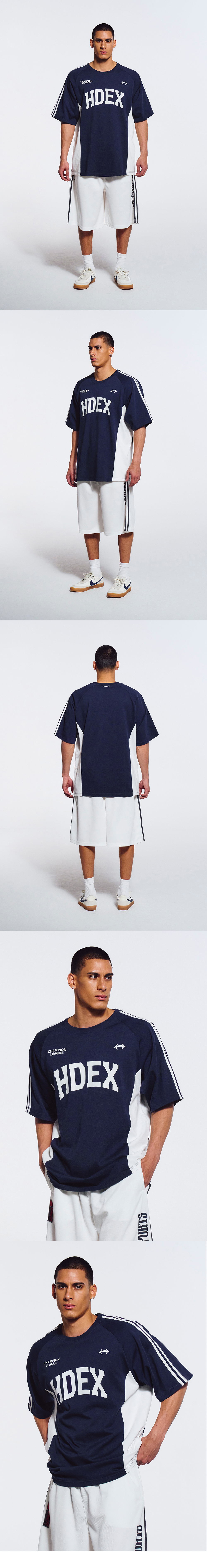 MUSINSA | HDEX Side Color Block Short Sleeve (Navy)