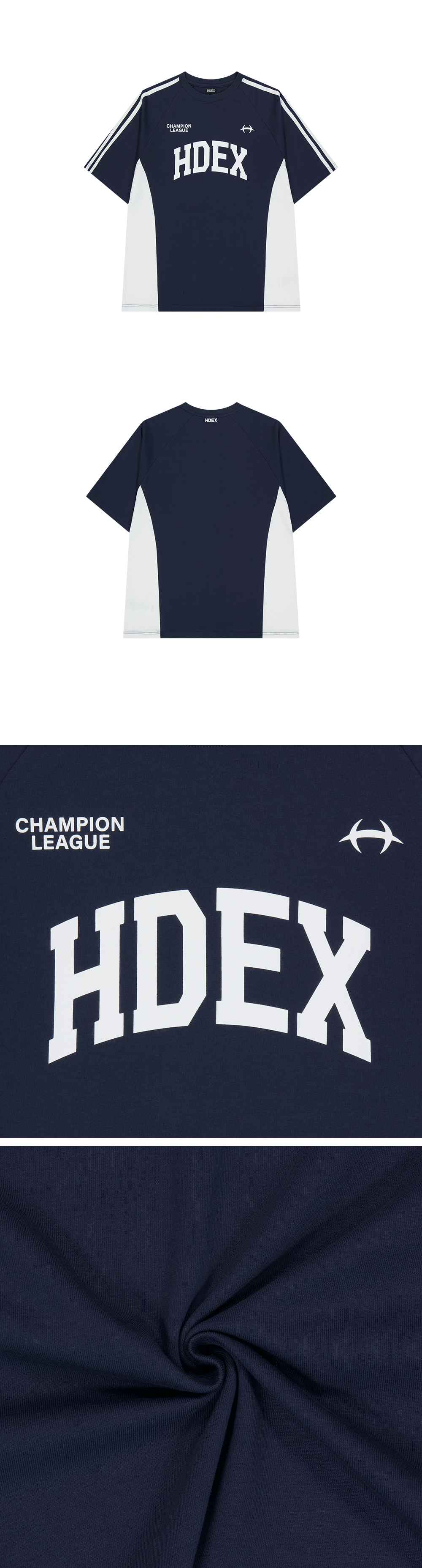 MUSINSA | HDEX Side Color Block Short Sleeve (Navy)