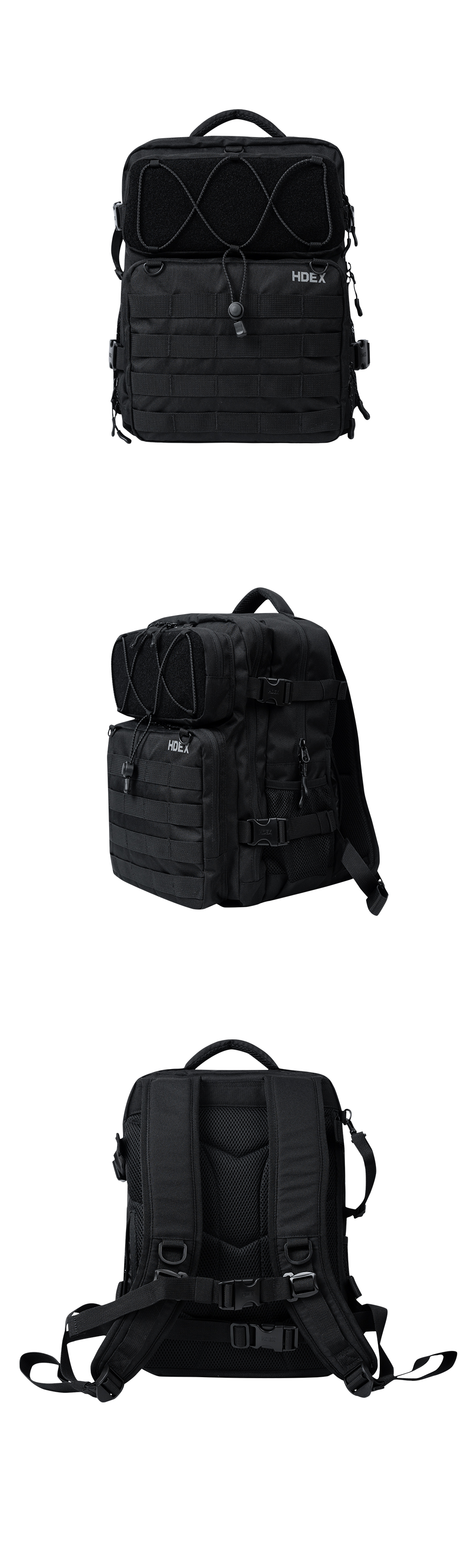 HDEX ブラック バックパック HDEX NEW BACKPACK アップグレードされた機能性バックパックが
