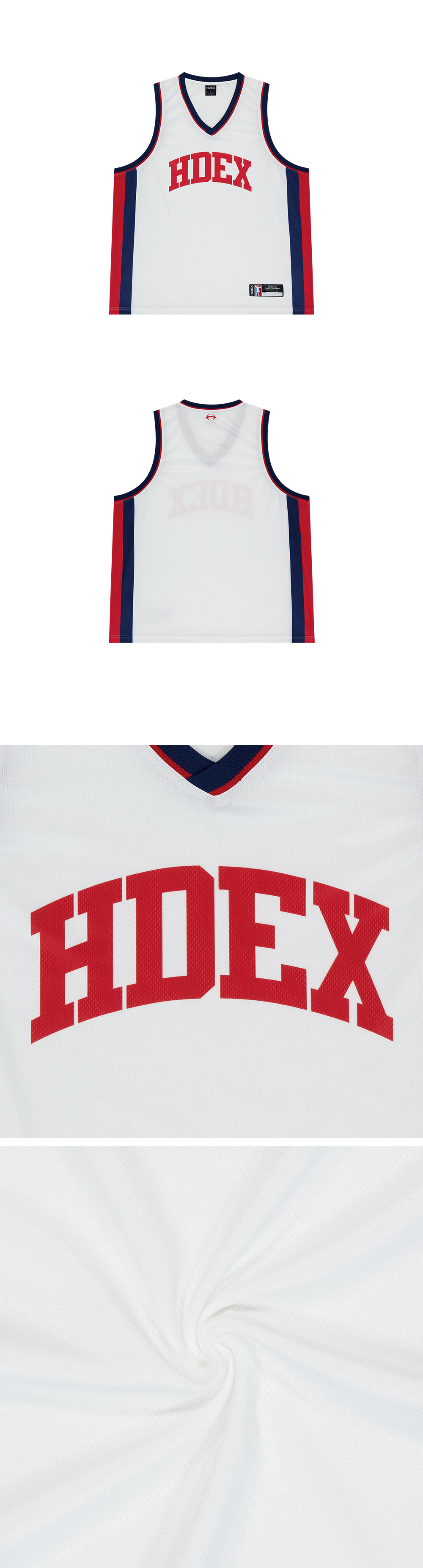 MUSINSA公式 | HDEX Basketball Mesh Jersey Sleeveless (White)