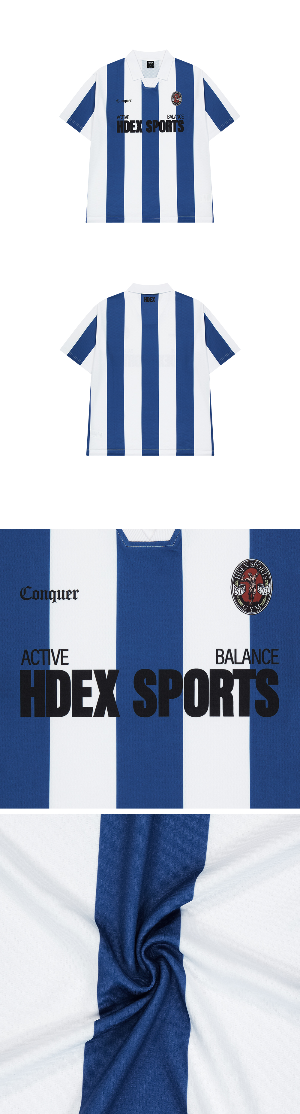 MUSINSA公式 | HDEX Striped Jersey Uniform Short Sleeve (Blue)