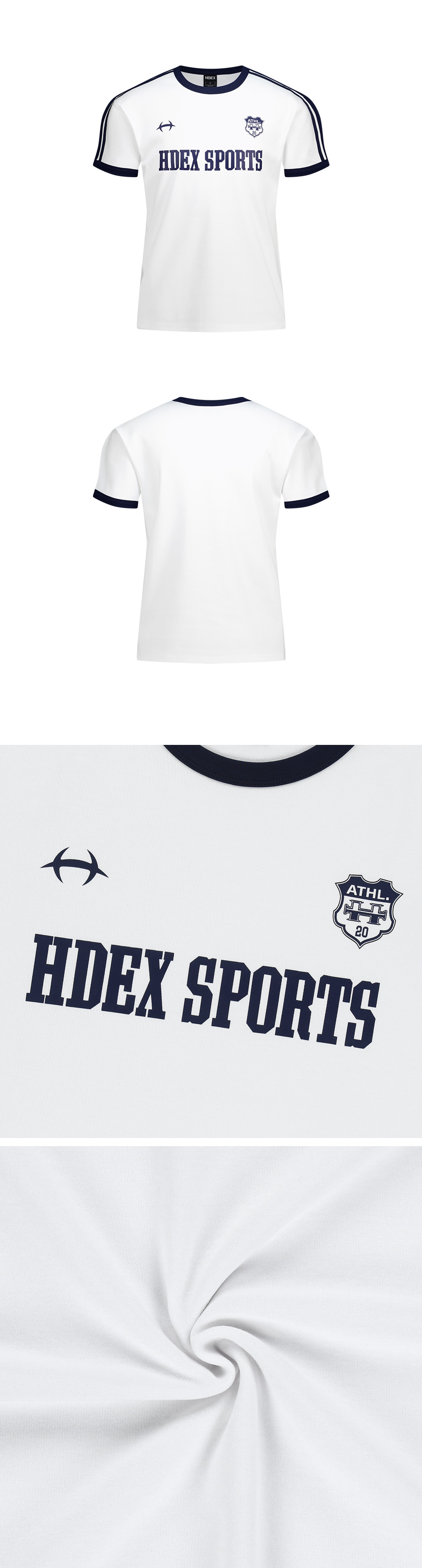 MUSINSA | HDEX Sporty Ringer Muscle Fit Short Sleeve (White)