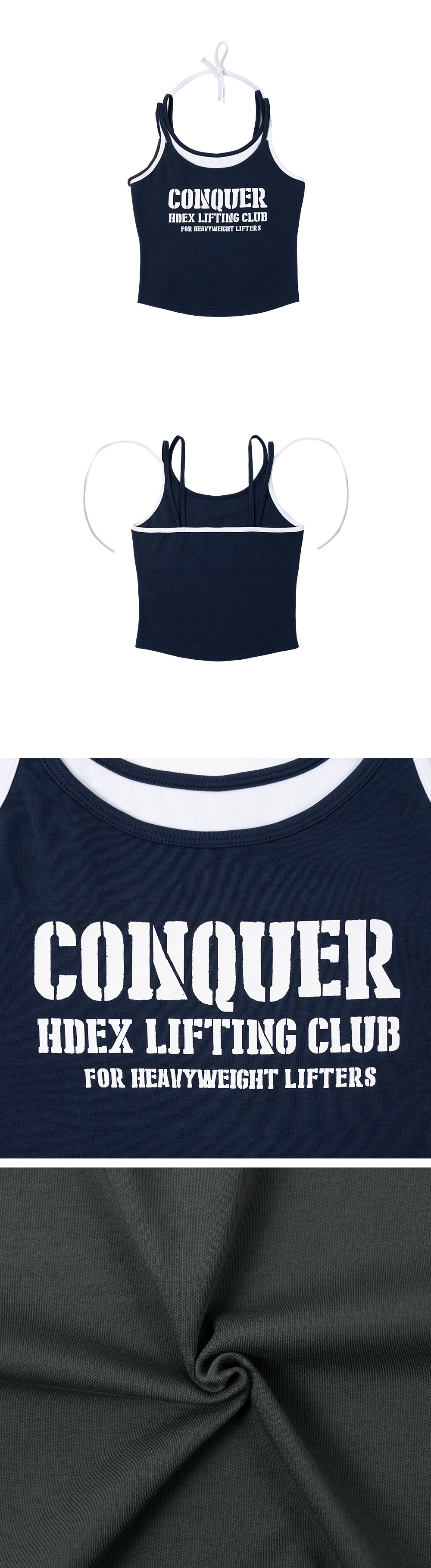 【HDEX】 Women's Double String Halter Tank Top MUSINSA | HDEX Women's Double String Halter Tank Top (Navy)